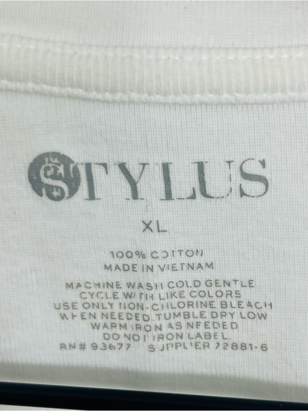 Stylus White Long Sleeve Pullover Scoop Neck Casual Top 100% Cotton Layering Top - Picture 2 of 4